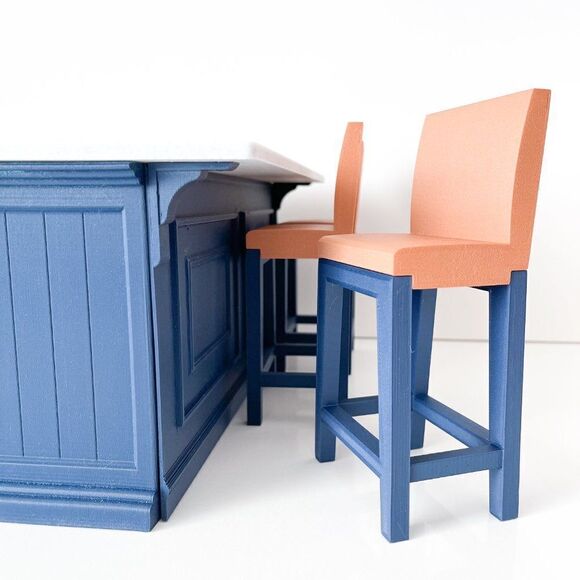 Barbie Integrity Doll Navy Kitchen Island 1:6 Scale 3 Matched Chairs 3D Printed - Picture 4 of 13